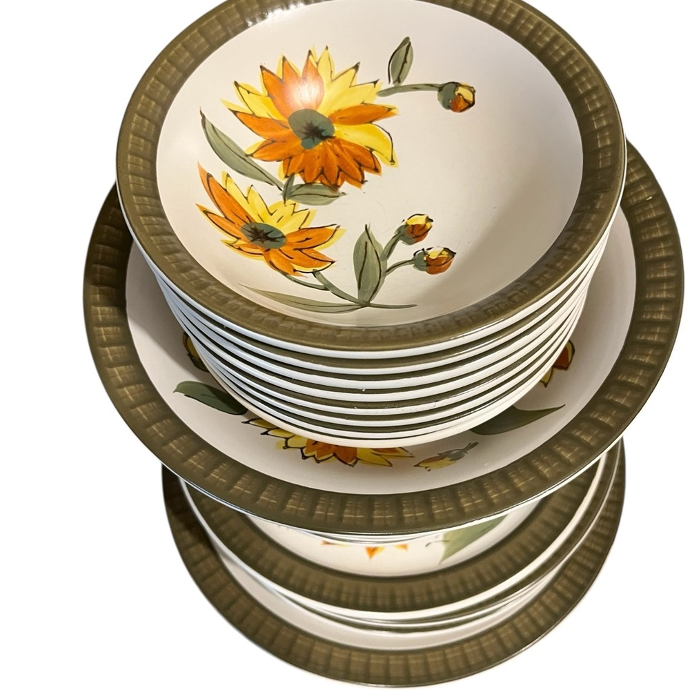 Vintage Ceram Stoneware Mid Century Modern Dishes, bowls and platter.